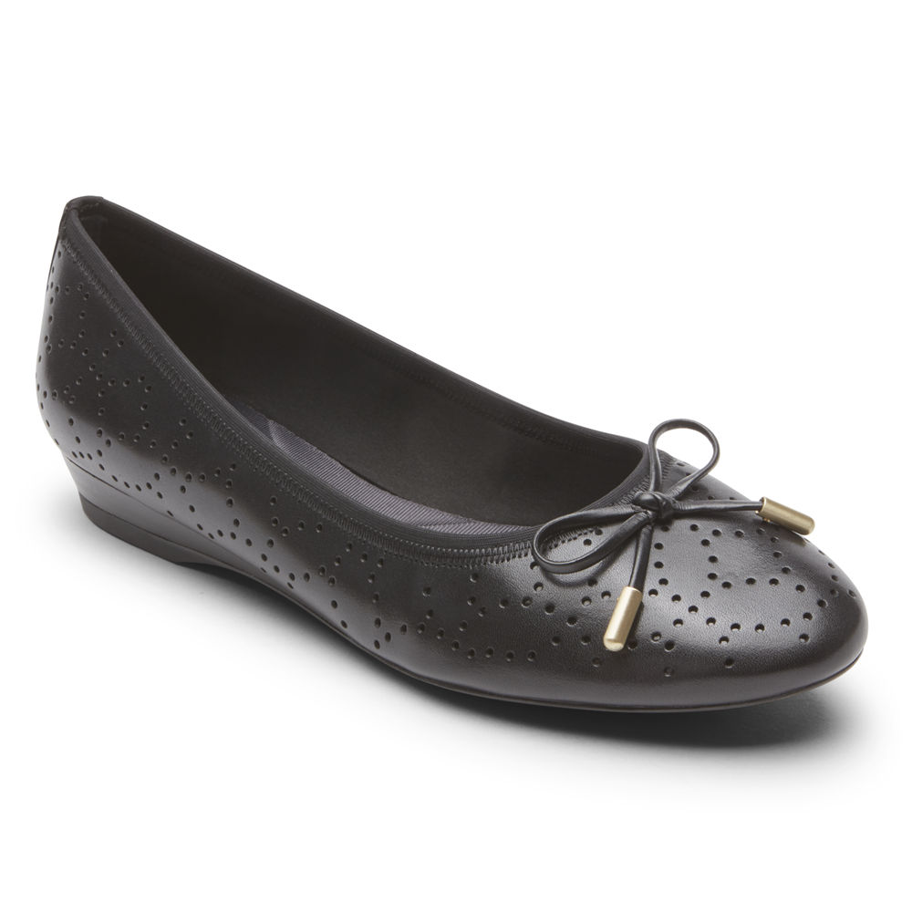 Sapatos Frouxos Rockport Mulher Pretas - Total Motion Shea Perforated Bow - 27586GDQN